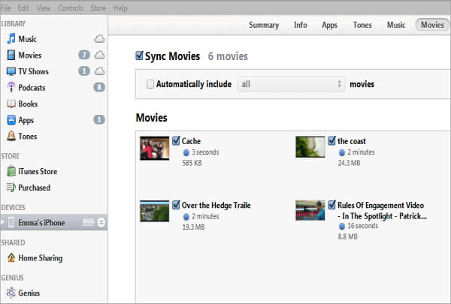 sync movies to itunes